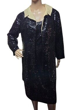 Vintage 1960's Miss Ruth Sequin Coat Dress 4 6 Small